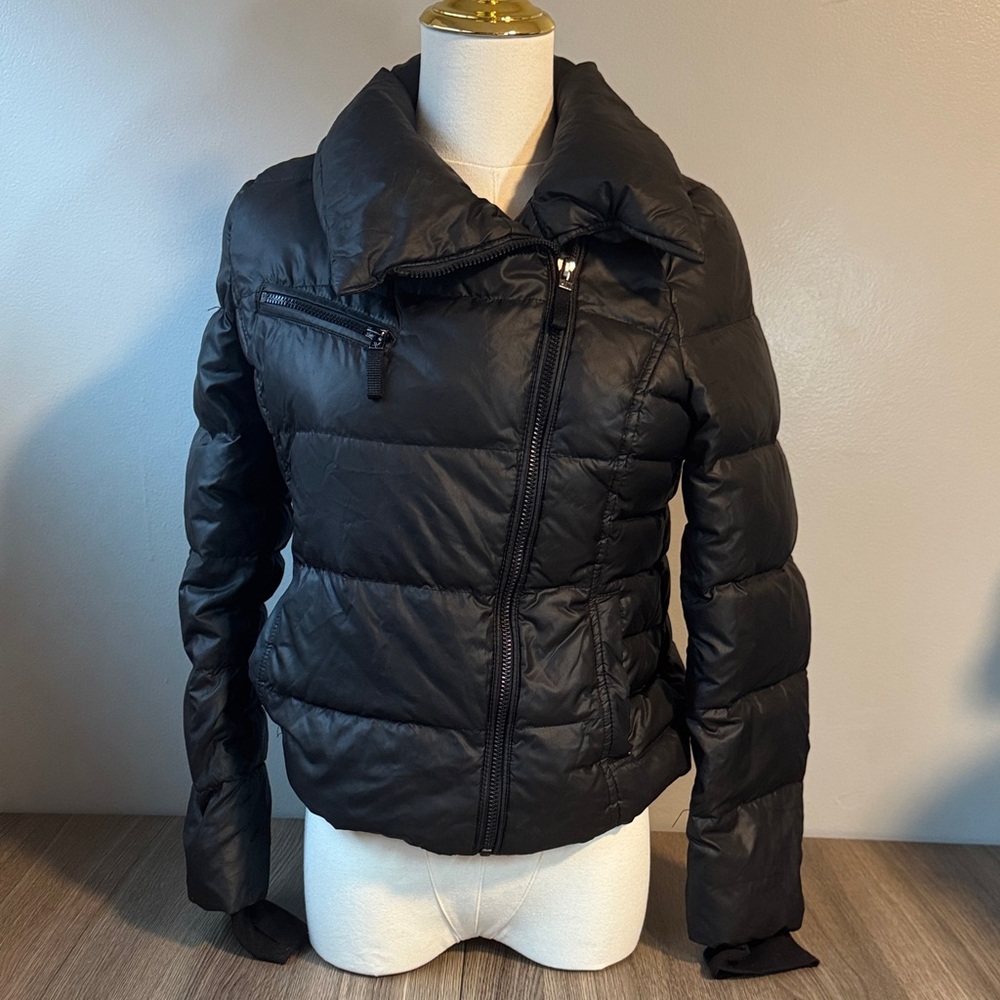 Andrew Marc Girls Black Down Puffer Jacket L 14 Thumbhole Sleeves Like New